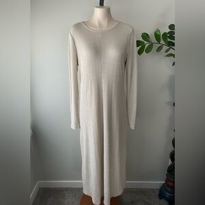 Topshop Maternity Maxi Ribbed Dress Long Sleeve Cream Size 12 Large